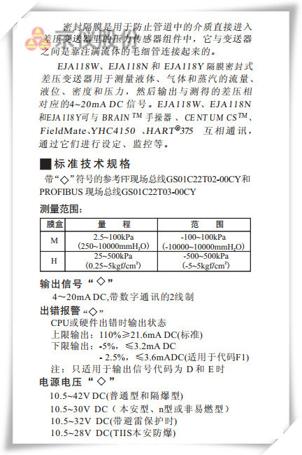 EJA118W、EJA118N和 EJA118Y型